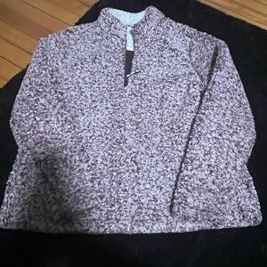 Time and Tru Maroon and Cream Fleece Pullover